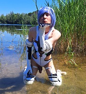 crossdress crossdresser crossdressing femboy sissy trap rei ayanami evangelion swimsuit high heels wetlook anal sextoy flashing outdoor