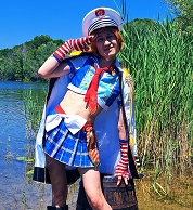 crossdress crossdresser crossdressing femboy sissy trap hentai porn anal cosplay love live Rin Hoshizora sailor suit outdoor