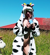 crossdress crossdresser crossdressing femboy sissy trap cd ts cdts costume porn masturbation lewd cosplay cow cowgirl kigurumi kigu feet barefeet outdoor meadows