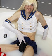 cosplay crossdress crossdresser crossdressing femboy sissy trap kancolle kantai collection shimakaze bath wet wetlook